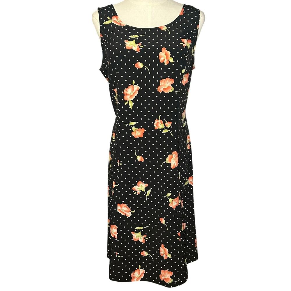 VTG Kathie Lee Collection Polka Dot Floral Sheath Dress 10